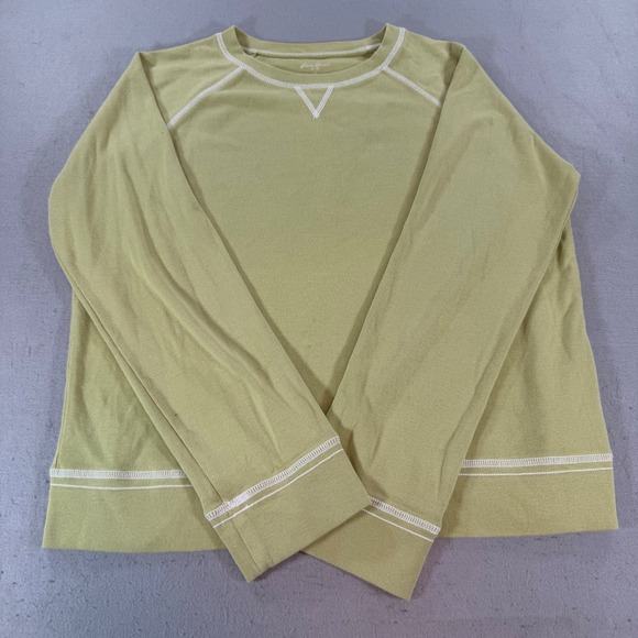 Eddie Bauer Tops - Eddie Bauer Womens L Lime Green‎ Raglan Long Sleeve Cotton Tee